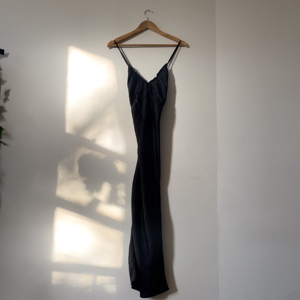 RECLAIMED VINTAGE MIDI CAMI DRESS IN BLACK